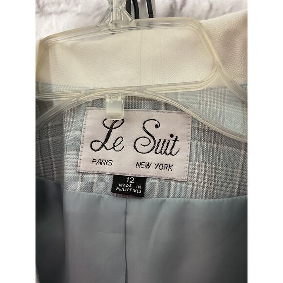 Le Suit 2PC Skirt Suit Women’s 12 Plaid Blazer & Matching Skirt Excellent - Picture 4 of 9